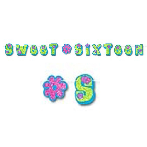 Banner Sweet Sixteen Glittered