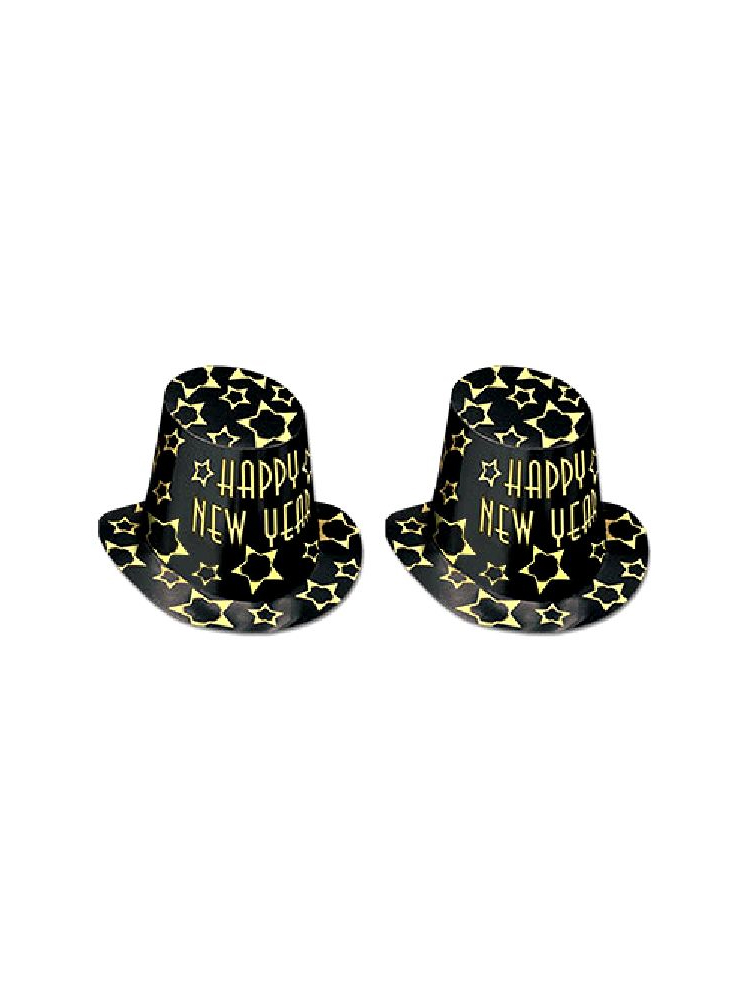 Black and Gold Happy New Year Cardboard Top Hat - 10