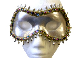 Silver Eyemask With Multi Coloured Trim And Silver Bead Surround (1) 