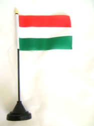 Hungary Table Flag with Stick and Base