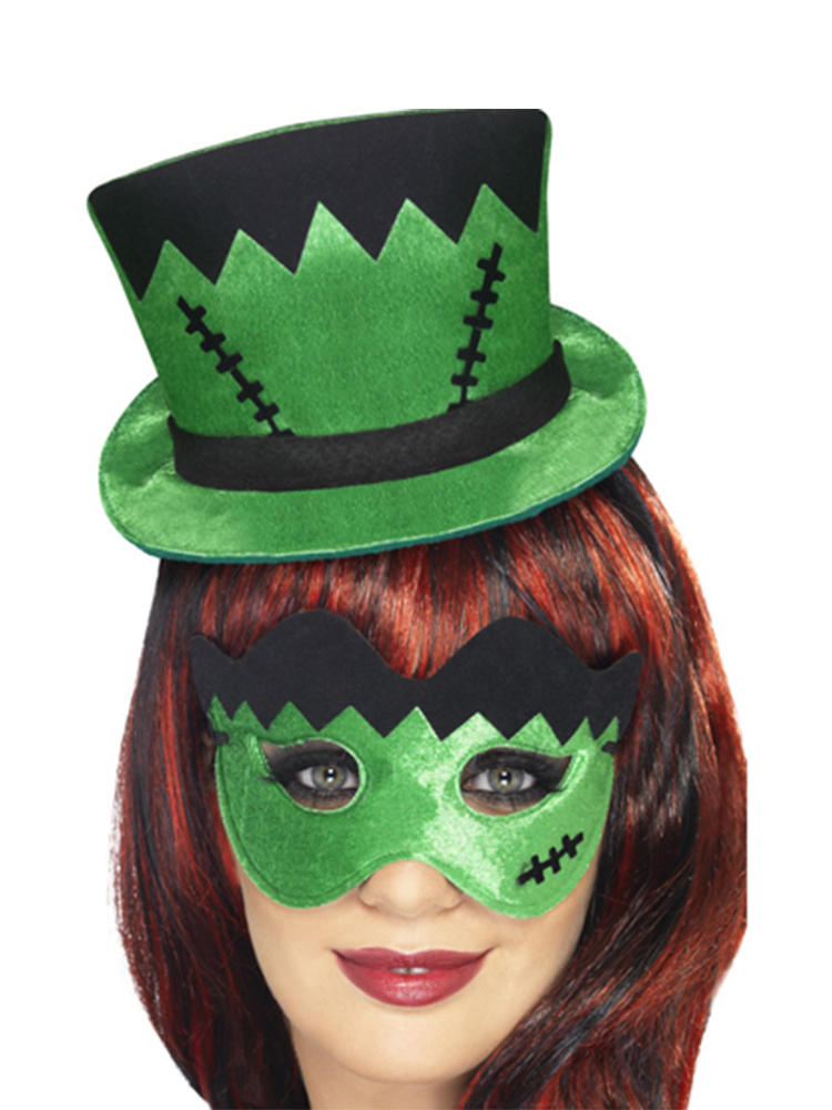 Frankie's Mini Hat On A Headband and Eye Mask Set,Green