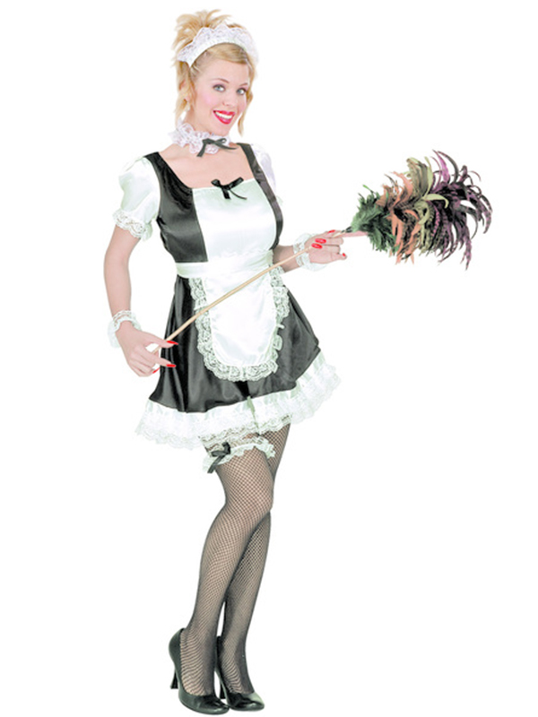 French Maid Dominique (Dress Apron Hat Jewellery Garter)