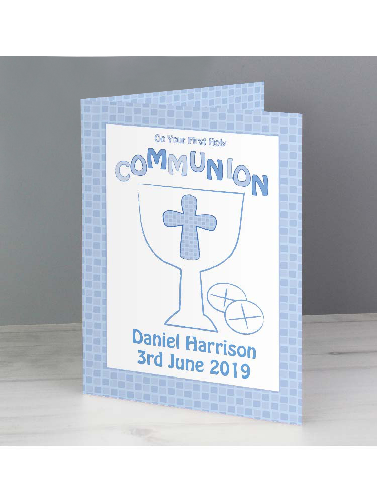 Personalised First Holy Communion Card Blue