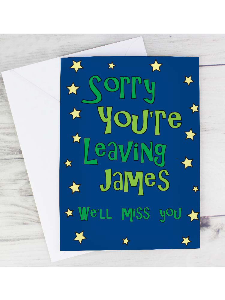 Personalised Sorry You're Leaving Card - Blue Stars