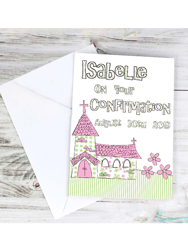 Personalised Pink Church Card
