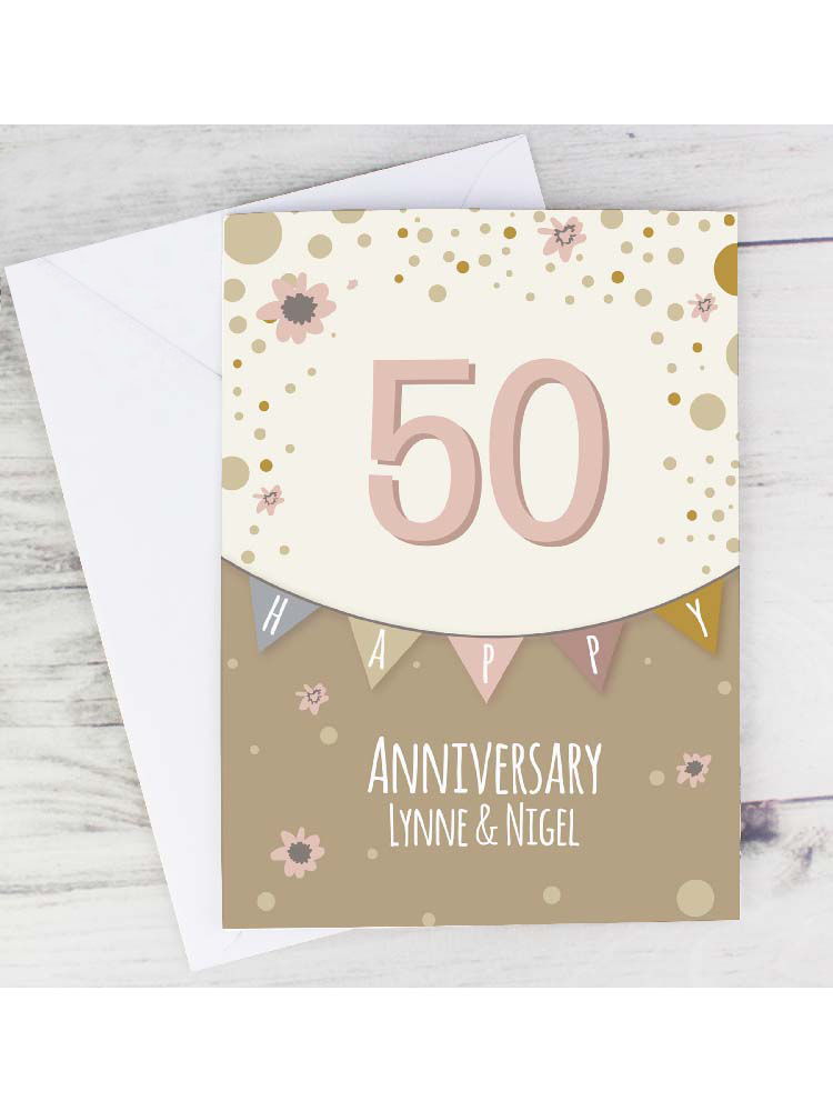 Personalised Rose Gold Bunting Card