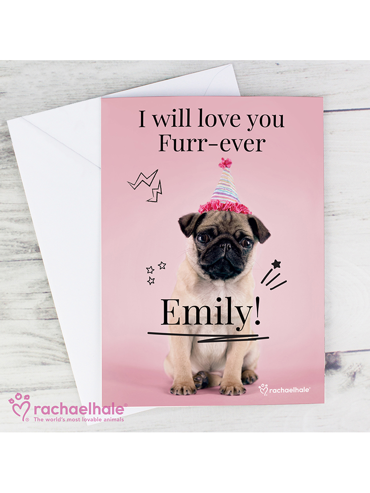 Personalised Rachael Hale Doodle Pug Card