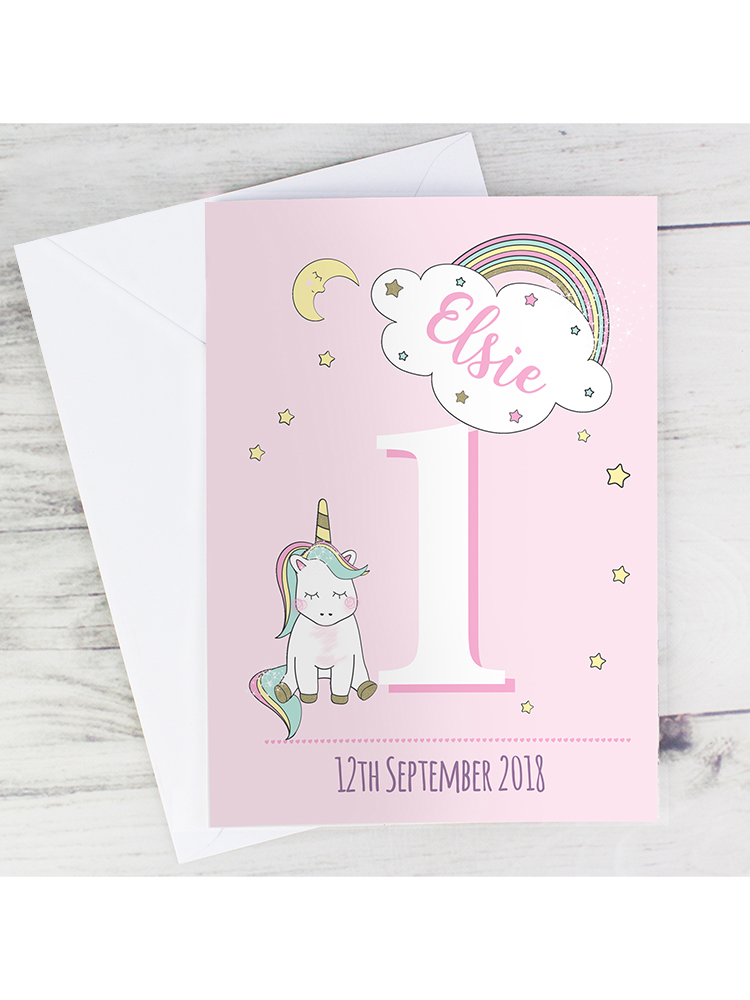 Personalised Baby Unicorn Birthday Age Card