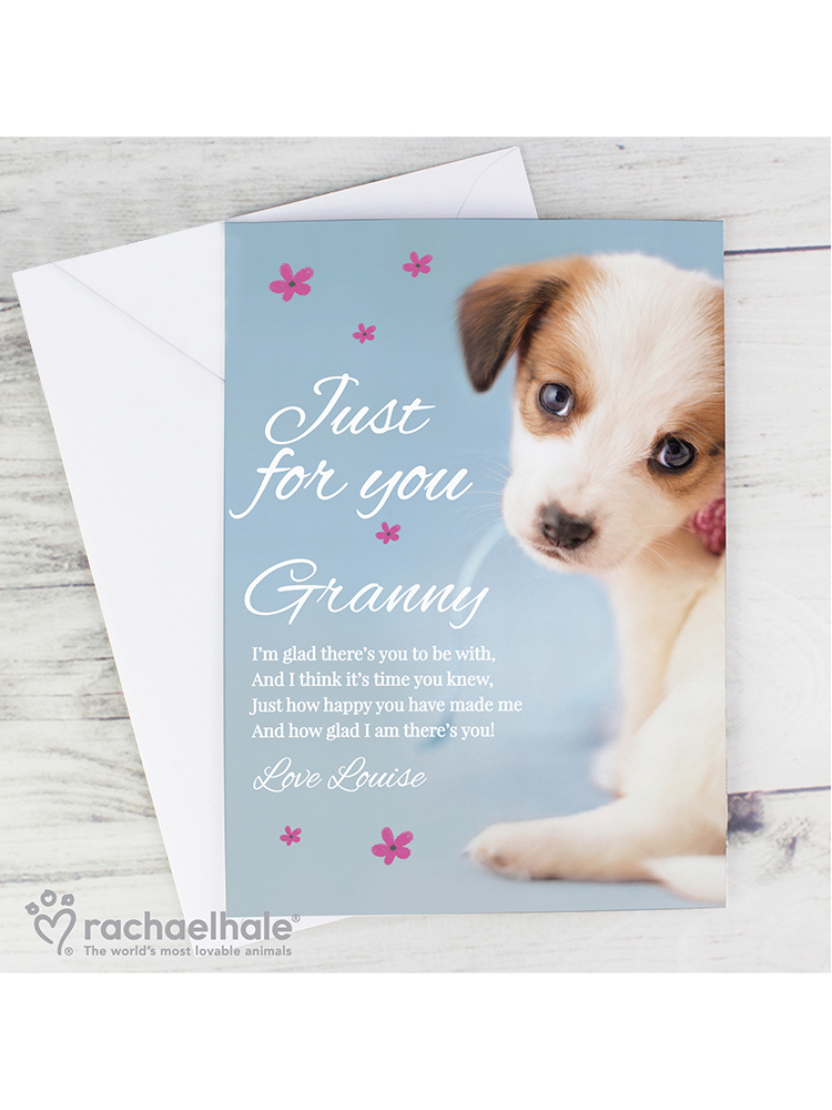 Personalised Rachael Hale 'Just for You' Puppy Card