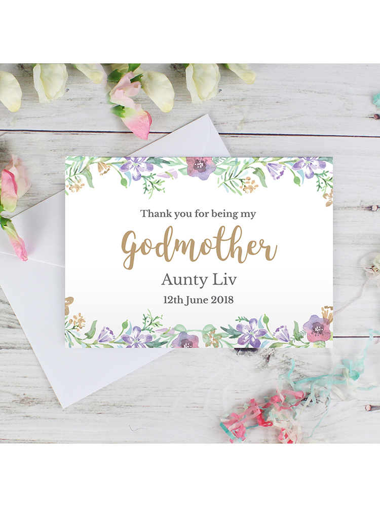 Personalised Godmother 'Floral Watercolour' Card