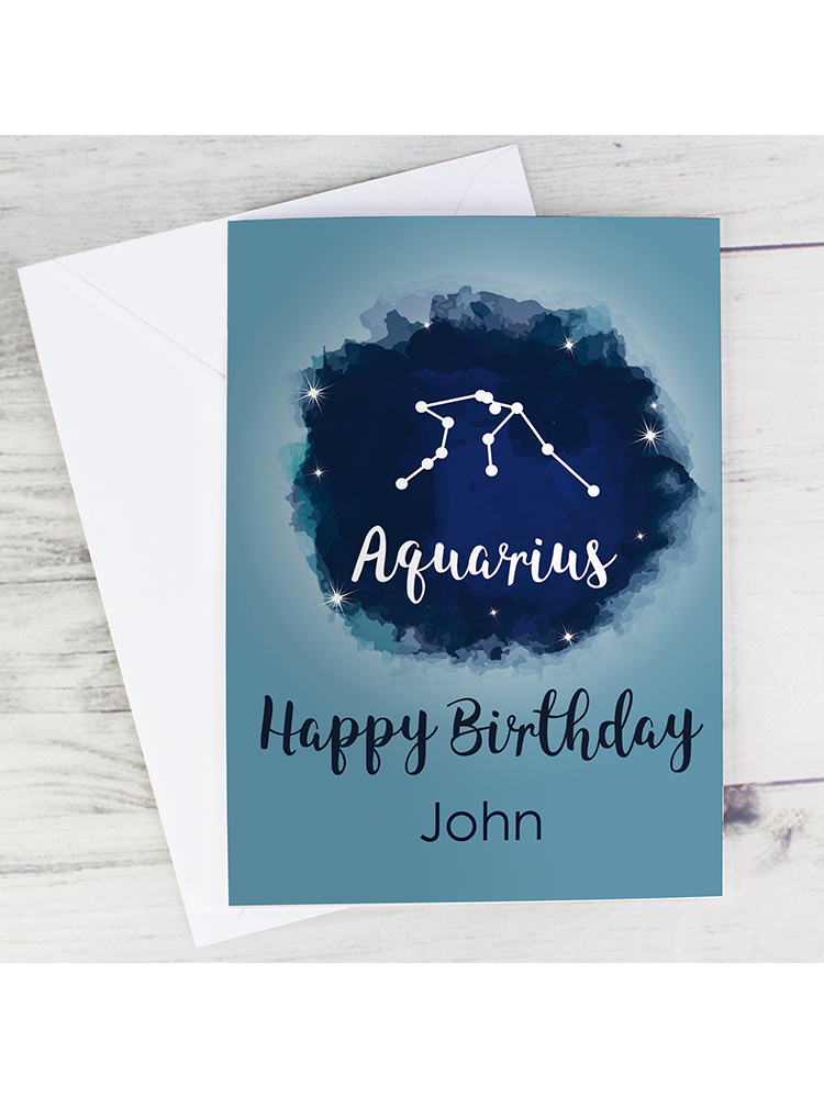 Personalised Aquarius Zodiac Star Sign Card (January 20th - February 18th)