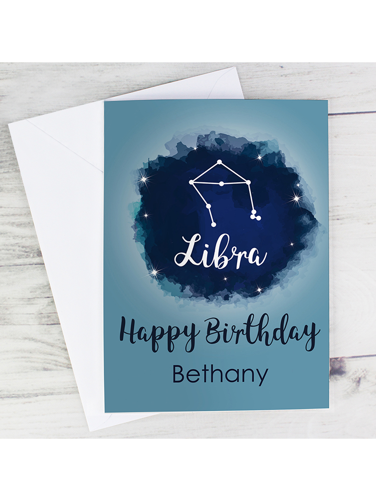 Personalised Libra Zodiac Star Sign Card (September 23rd - October 22nd)