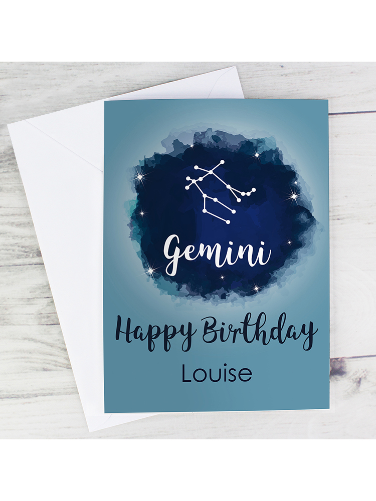 Personalised Gemini Zodiac Star Sign Card (May 21st - June 20th)