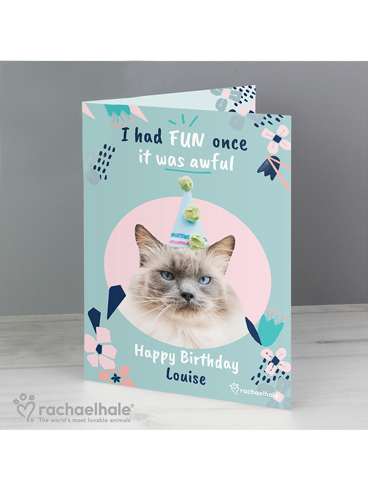 Personalised Rachael Hale 'I Had Fun Once' Birthday Cat Card