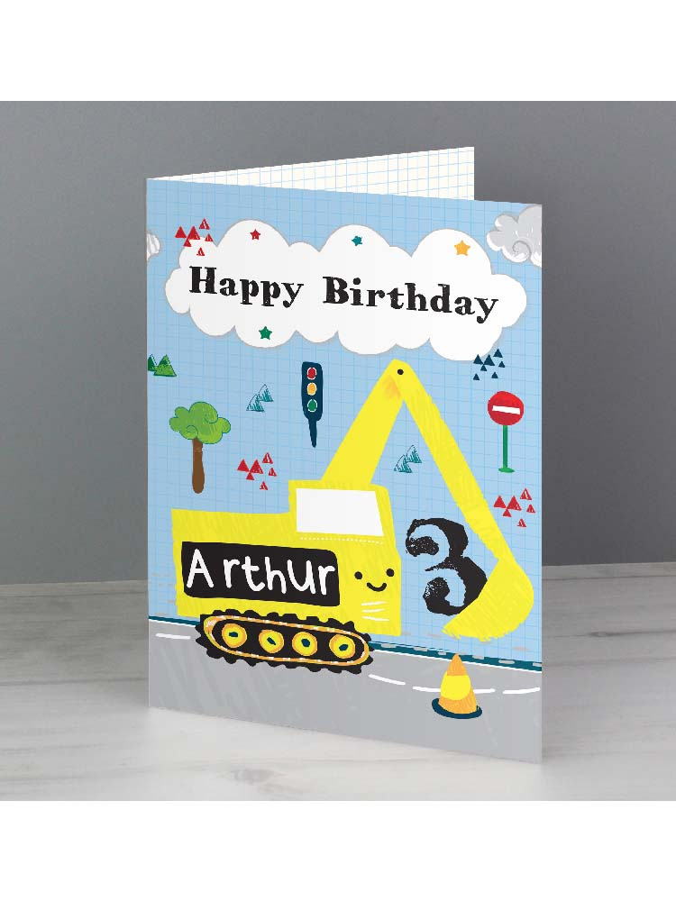 Personalised Digger Birthday Card