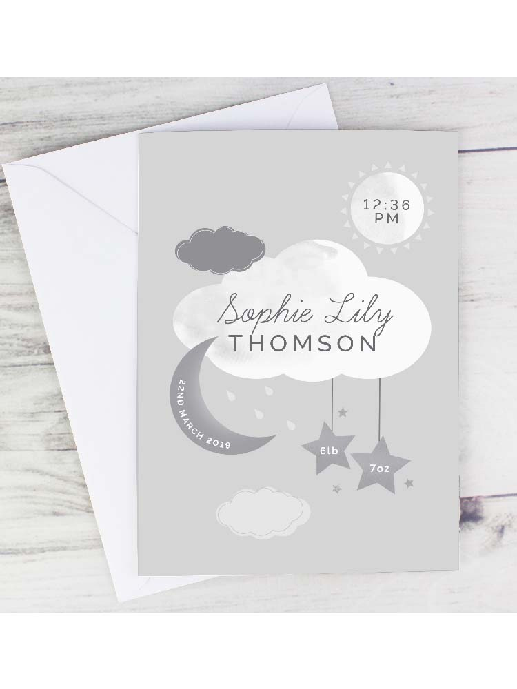 Personalised New Baby Moon & Stars Card