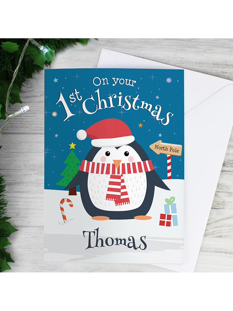 Personalised Christmas Penguin Card