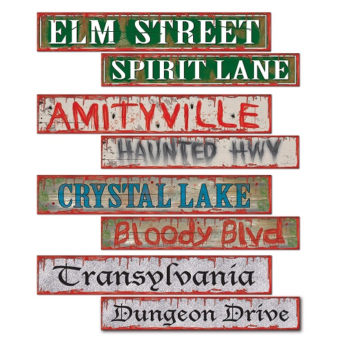 Halloween Street Sign Cardboard Cutouts