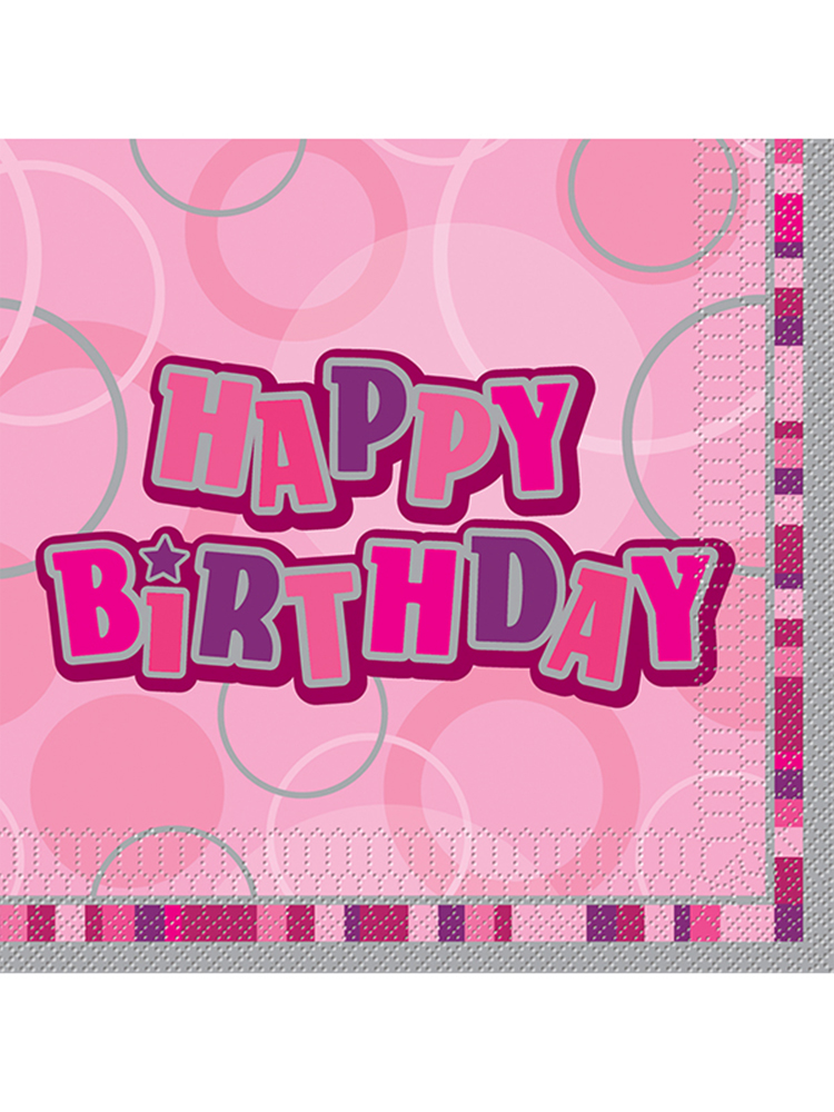 Birthday Glitz Pink - Happy Birthday - Luncheon Napkins 