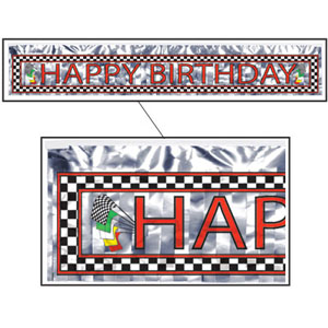  Happy Birthday Banner Mettalic Racing