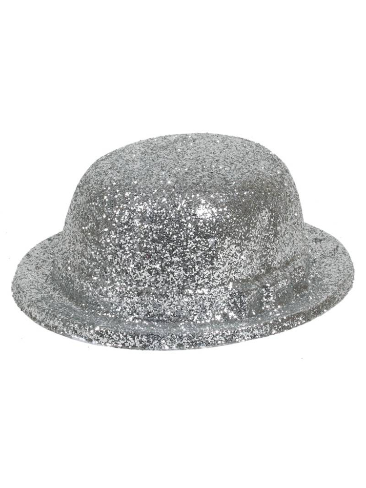 Glitter Bowler Hat Silver