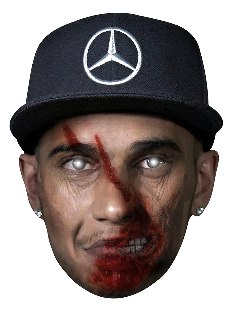 Lewis Hamilton With Cap Zombie - Cardboard Mask