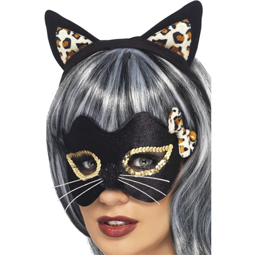 Midnight Kitty Eye Mask and Ear Set,Black