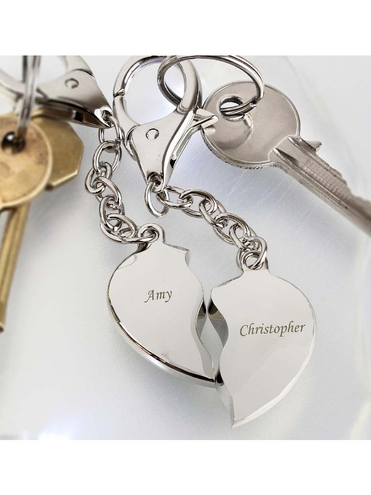 Personalised Two Hearts Keyring