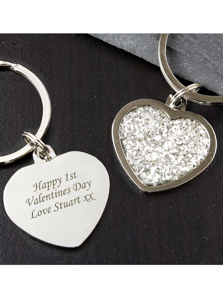 Personalised Diamante Heart Keyring