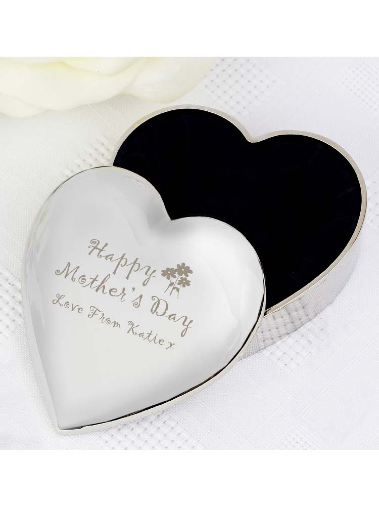 Personalised Happy Mothers Day Heart Trinket Box