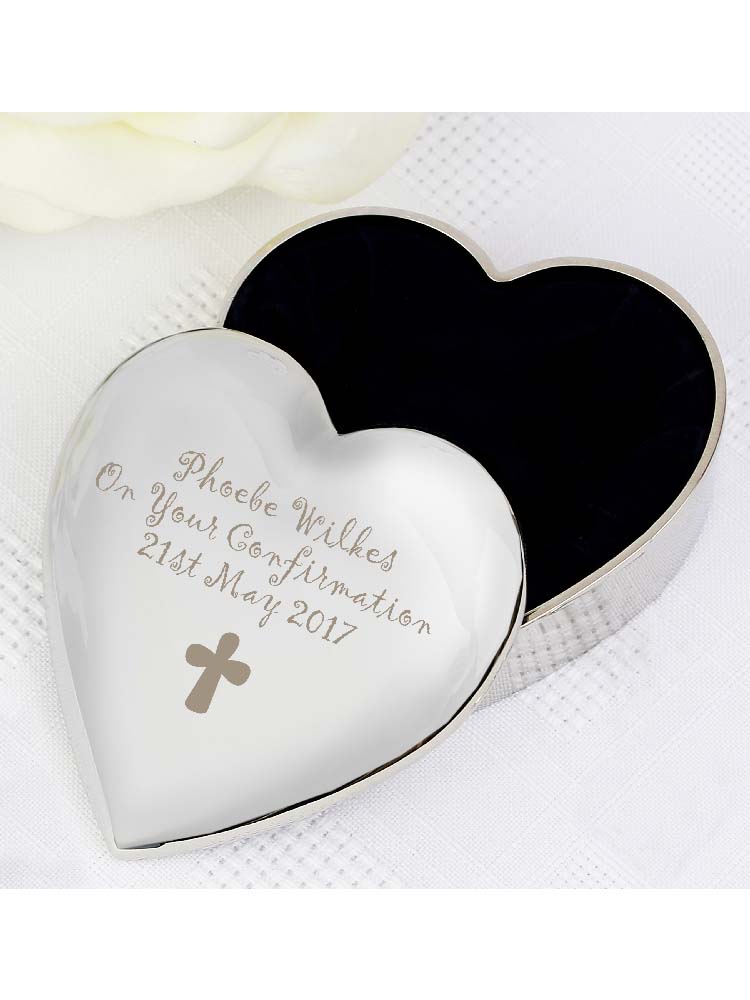 Personalised Cross Heart Trinket Box