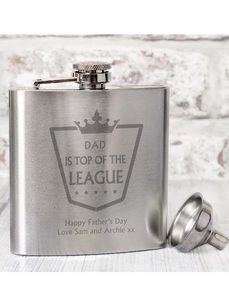 Personalised Top of the League Hip Flask