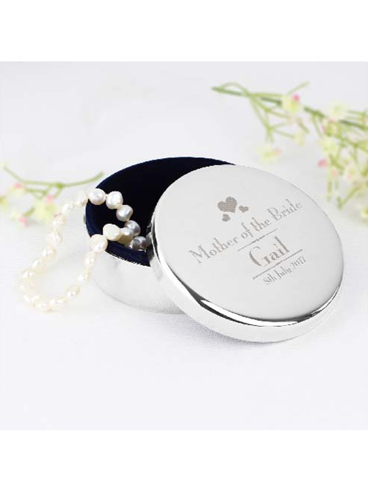Personalised Decorative Wedding Mother of the Bride Round Trinket Box