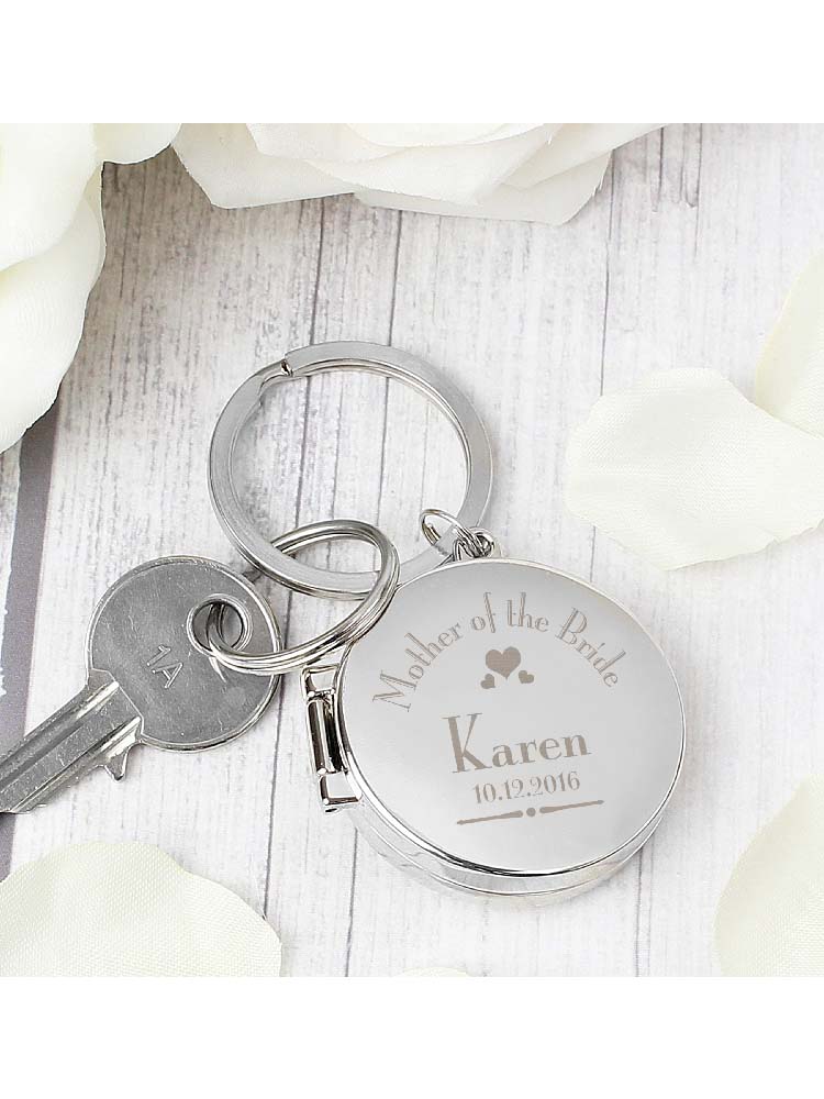 Personalised Decorative Wedding Mother of the Bride Round Photo Keyring