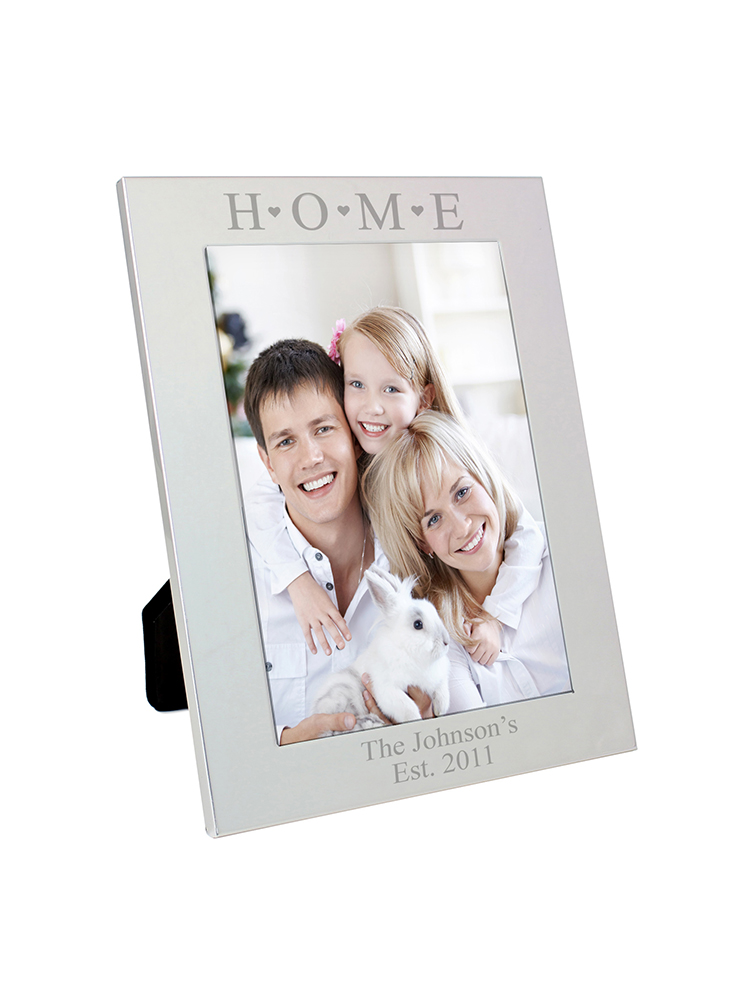Personalised Silver 5x7 Home & Hearts Photo Frame