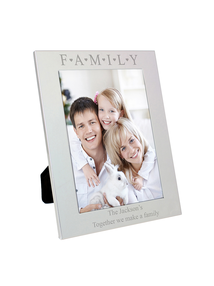 Personalised Silver 5x7 Family & Hearts Photo Frame