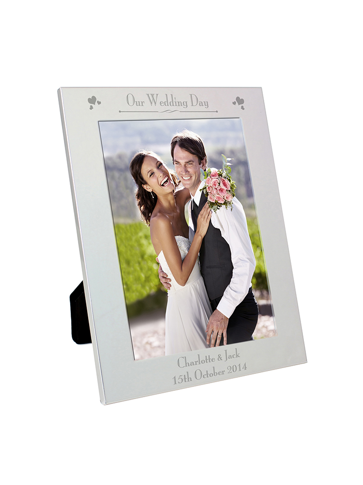 Personalised Silver 5x7 Decorative Our Wedding Day Photo Frame