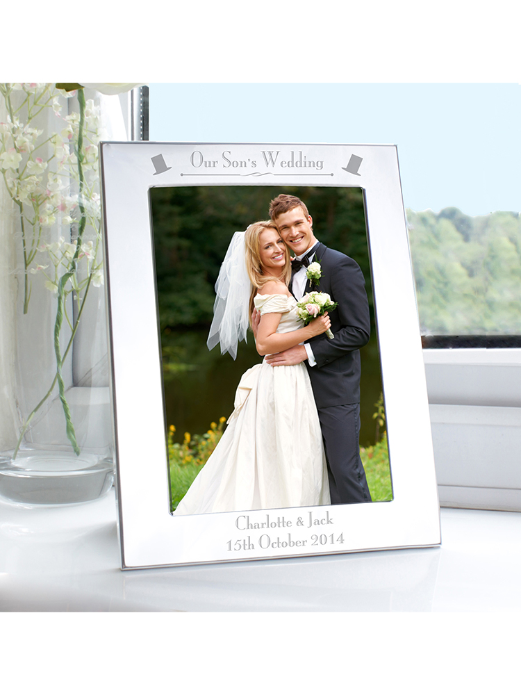 Personalised Silver 5x7 Decorative Our Sons Wedding Photo Frame