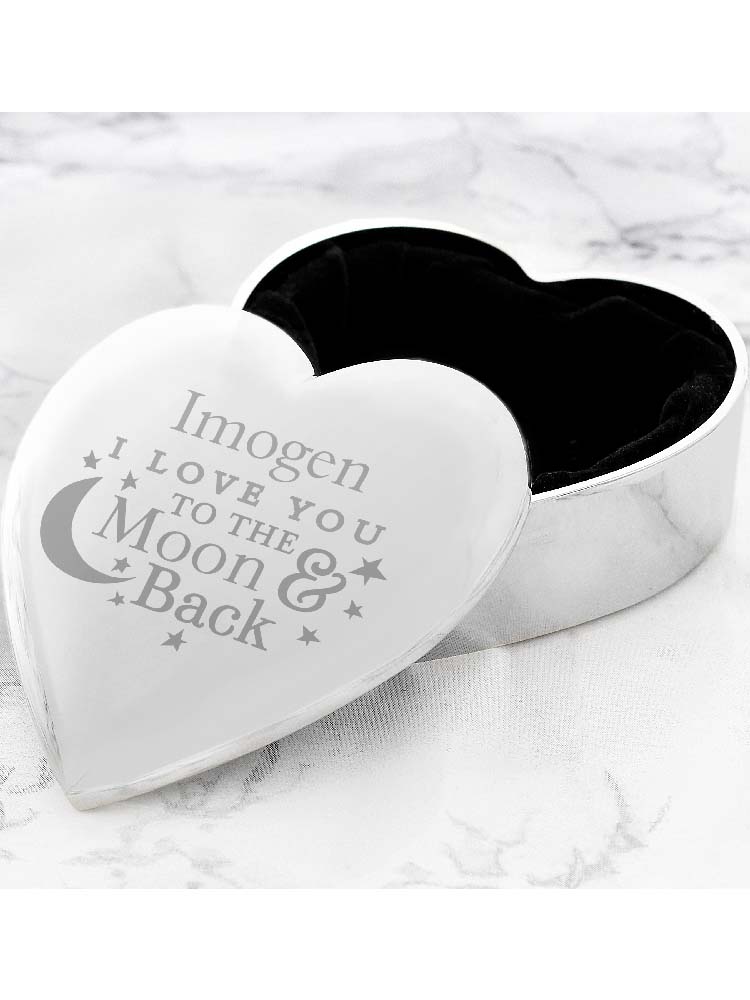 Personalised To the Moon and Back... Heart Trinket Box