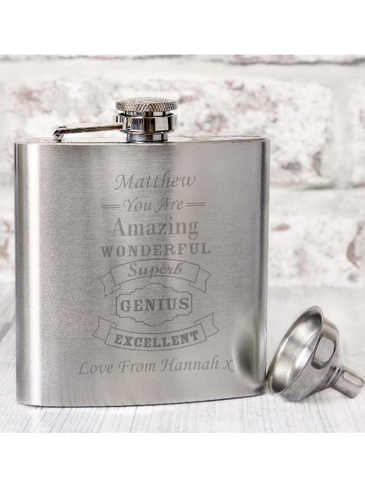 Personalised Vintage Typography Hip Flask