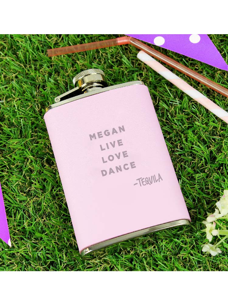 Personalised Signature Pink Hip Flask