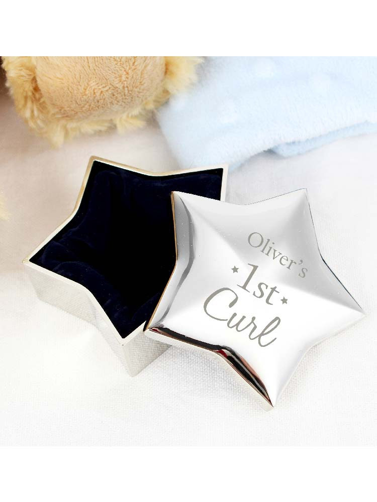 Personalised 1st Curl Star Trinket Box