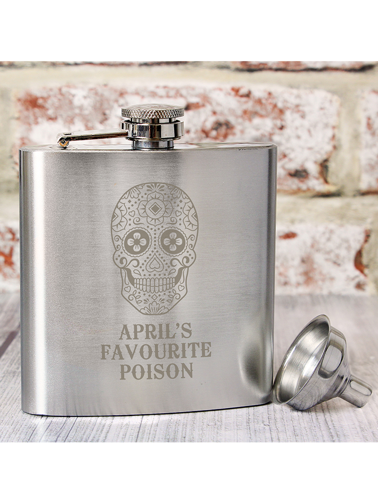 Personalised Sugar Skull Hip Flask