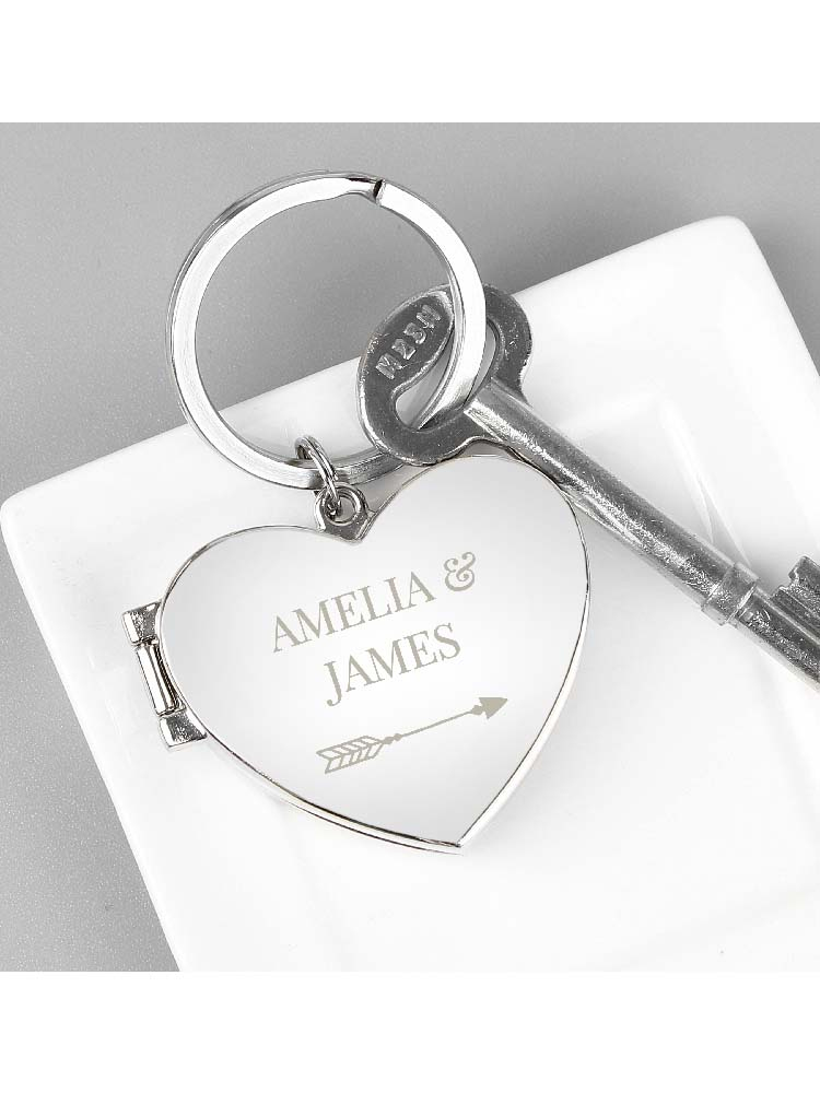 Personalised Arrow Heart Photoframe Keyring