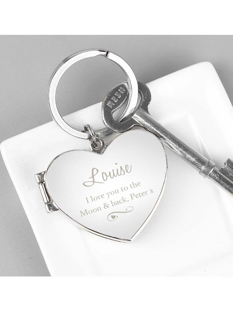 Personalised Swirl Heart Photoframe Keyring