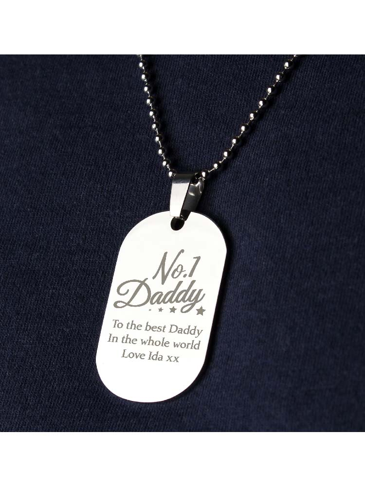 Personalised No.1 Daddy Stainless Steel Dog Tag Necklace