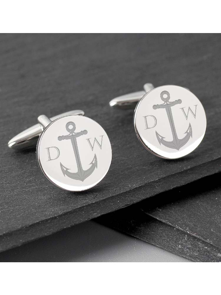 Personalised Anchor Round Cufflinks