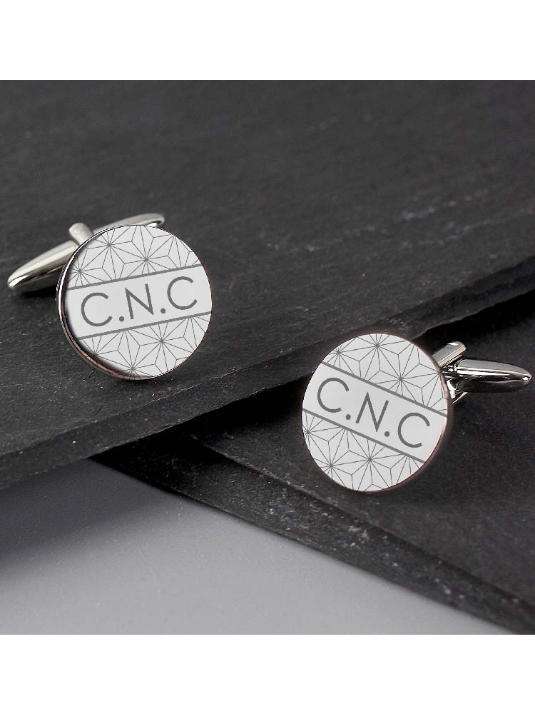 Personalised Geometric Round Cufflinks