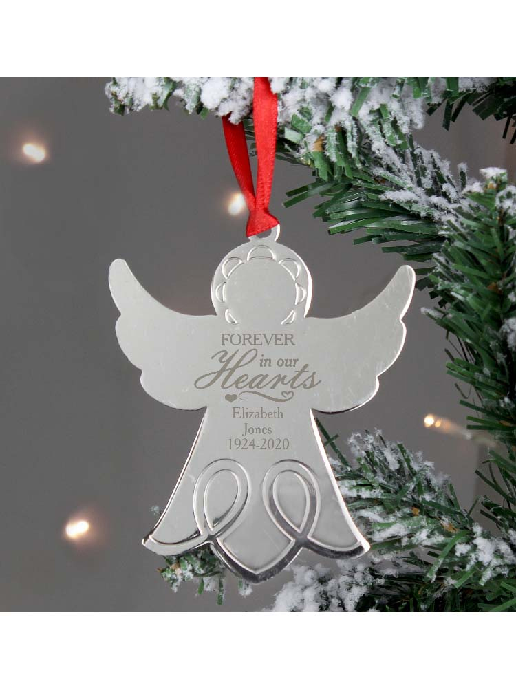 Personalised In Our Hearts Angel Metal Decoration