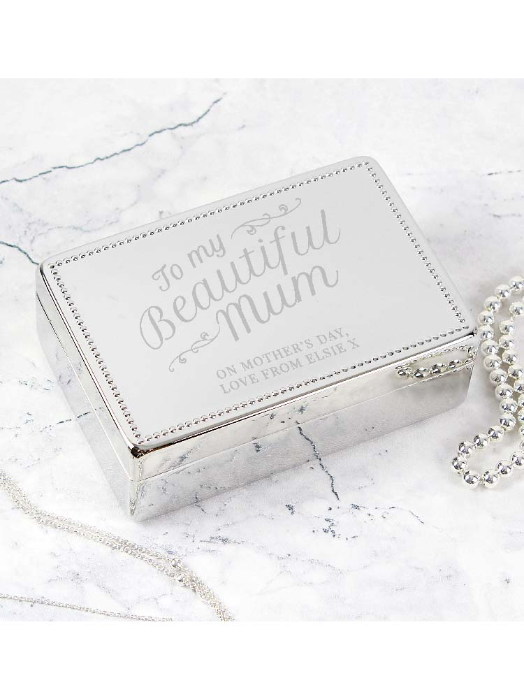 Personalised Beautiful Mum Rectangular Jewellery Box